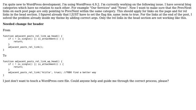 WordPress how to override function adjacent_posts_rel_link_wp_head() in link-template.php the... смотреть онлайн
