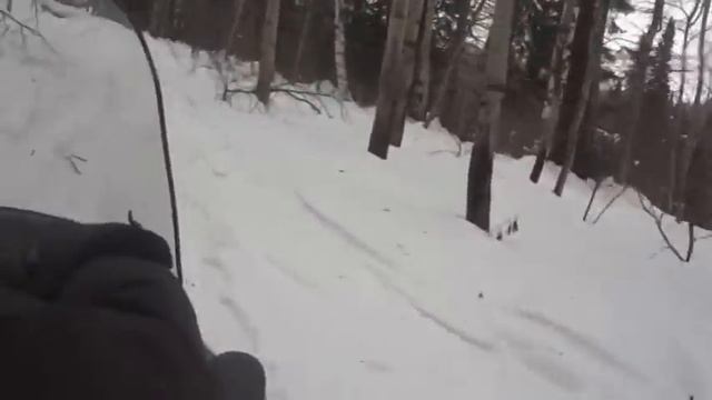 Yamaha viking 540 . Езда на снегоходе YAMAHA VIKING 540 по лесной тропе. смотреть онлайн