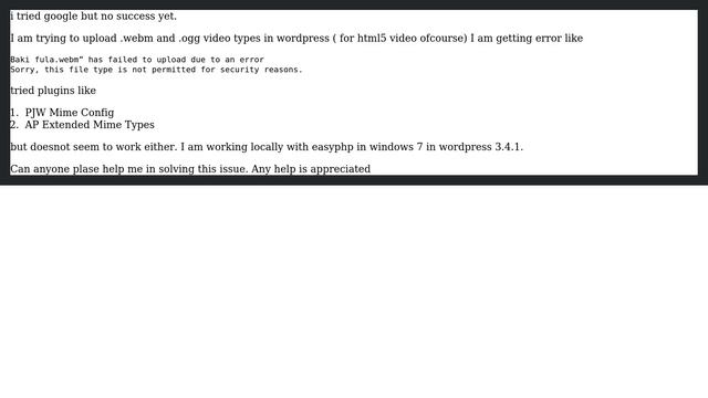 Wordpress: How to add new .webm mime types? смотреть онлайн
