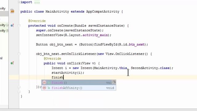 Use of finish() method in Android Activity смотреть онлайн