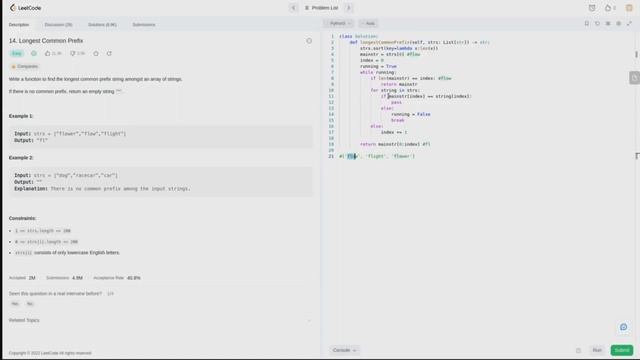 Longest Common Prefix using Python! | LeetCode #4 смотреть онлайн