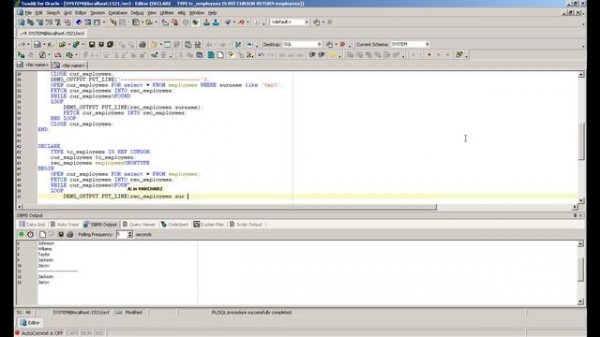 PL/SQL Oracle tutorial - REF CURSOR and SYS_REFCURSOR - PL/SQL for beginners (Lesson 10)