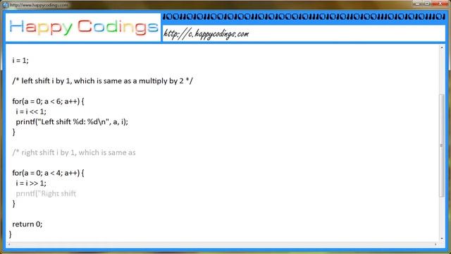 A bit shift c code example смотреть онлайн