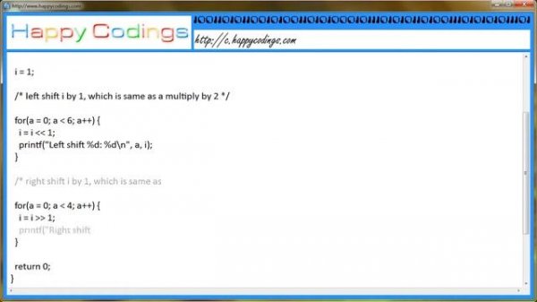 A bit shift c code example
