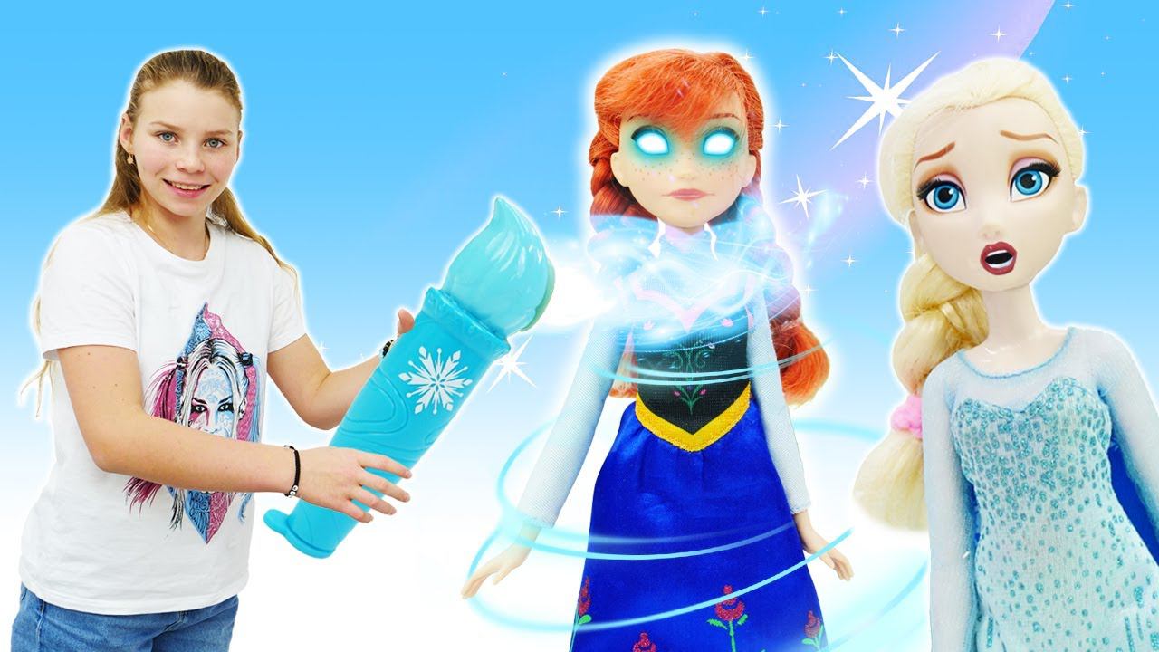 Кукла Эльза Холодное Сердце ищет Посох зимы! Злая колдунья заколдовала Анну! Видео про игры в куклы смотреть онлайн