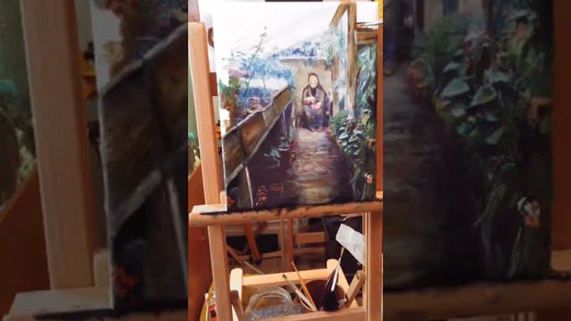 An old woman in the conservatory - oil painting on canvas смотреть онлайн