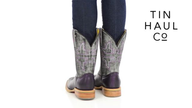 Tin Haul Ladies Hibiscus Purple Leather Cowboy Extraordinary Boots Style# 14-021-0007-1255 PU смотреть онлайн