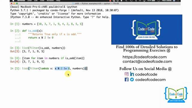 Learn Python | Chapter 05: Sequences: Lists and Tuples Ep.15: Filter, Map and Reduce | CodeOfCode смотреть онлайн