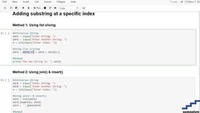 Python | Add substring at specific index-using list slicing смотреть онлайн