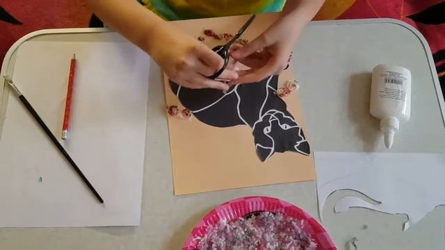 Котёнок Аппликация из цветной бумаги и пряжи с шаблоном для скачивания смотреть онлайн