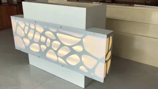 Wihite MDF Boutique Cashier Counter Checkout Table with Led Light Modern Retail Shop Reception Desk смотреть онлайн