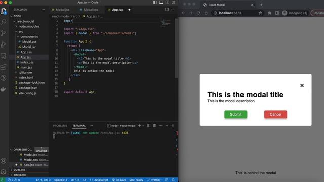 Make a Modal in React using Hooks (Submit/Close/Click Outside)| Beginner Tutorial смотреть онлайн