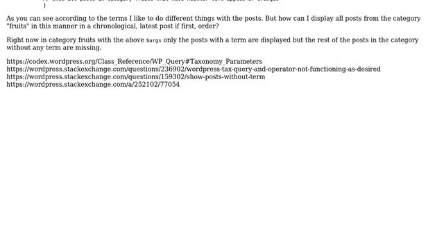 Wordpress: display all posts from category with and without terms in chronological order смотреть онлайн