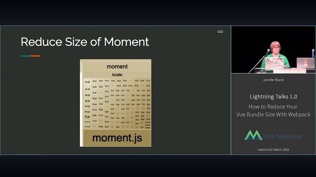 VUECONF US 2019 | How to reduce your Vue bundle size using Webpack with Jennifer Bland смотреть онлайн
