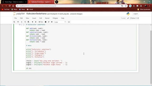 Penerapan Python #1 - Kalkulator Sederhana ( Jupyter Notebook | Input Output ) смотреть онлайн