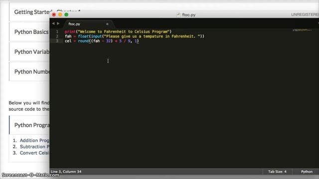 Python Programming Tutorial - Fahrenheit to Celsius Program in Python смотреть онлайн