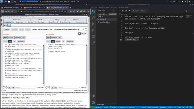 SQL Injection - Lab #8 SQLi attack, querying the database type and version on MySQL & Microsoft смотреть онлайн