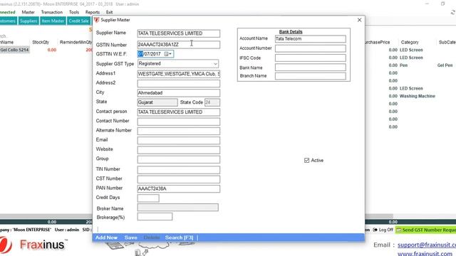 Auto Load Customer Supplier Information by GSTIN Number | Fraxinus Books ERP Tutorial смотреть онлайн