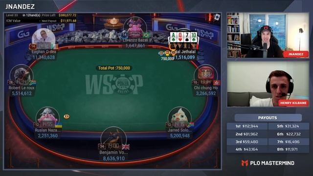 WSOP Online Event #51 | $400 POT LIMIT OMAHA FINAL TABLE Cards Up Commentary смотреть онлайн