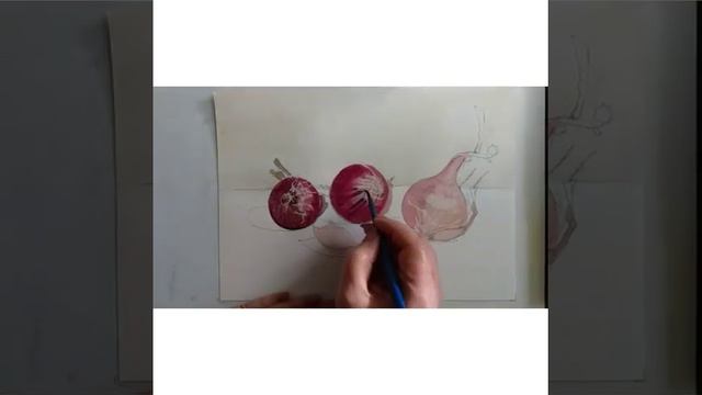 Красный лук акварелью. смотреть онлайн