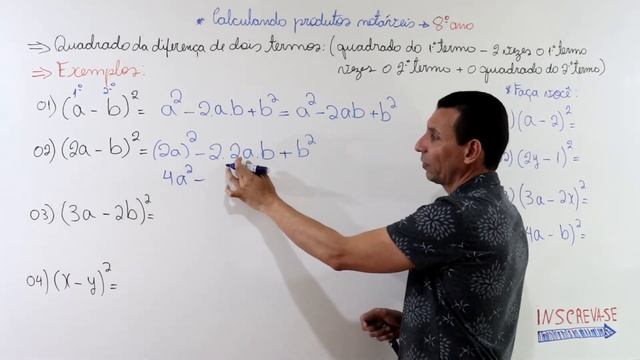 Como resolver os produtos notáveis ( a - b)² , ( 3a - 2b )² , ( 2a - b )² e ( x - y )² ? смотреть онлайн