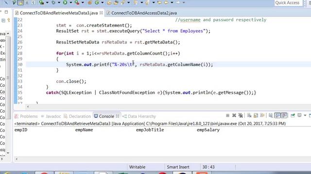 Java Programming Database MetaData - List of Columns in a смотреть онлайн