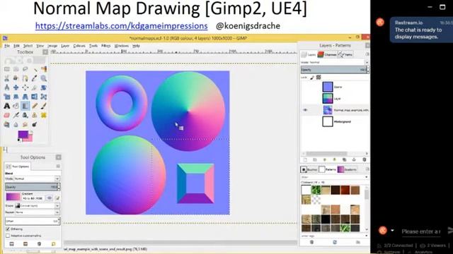 Normal Map Drawing Part 1 - Experimental - (Gimp 2, UE4) [Stream #014]