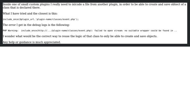 Wordpress: Include a php file from another plugin смотреть онлайн