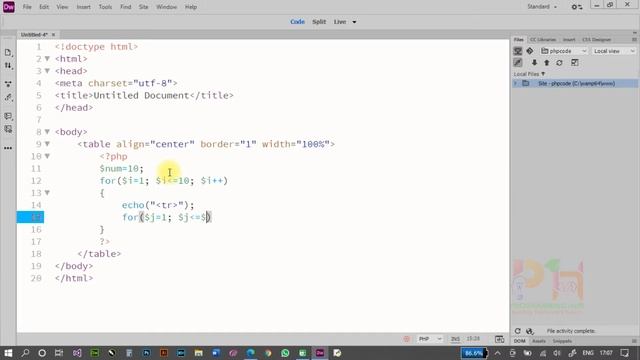 How to print multiplication table in PHP. смотреть онлайн
