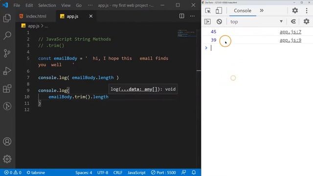 JavaScript String Methods | .trim() смотреть онлайн