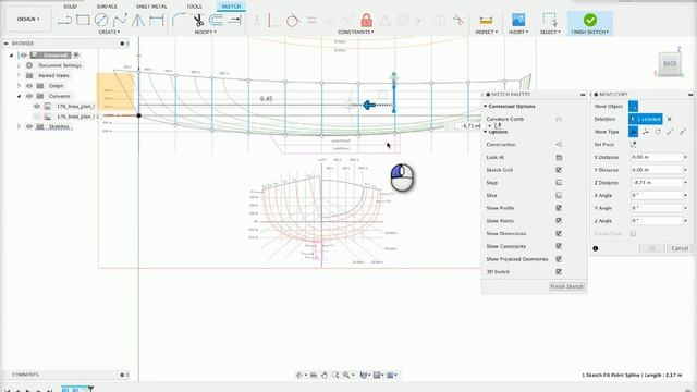 Fusion 360: Boat modelling from line drawings. Loft tool method. смотреть онлайн