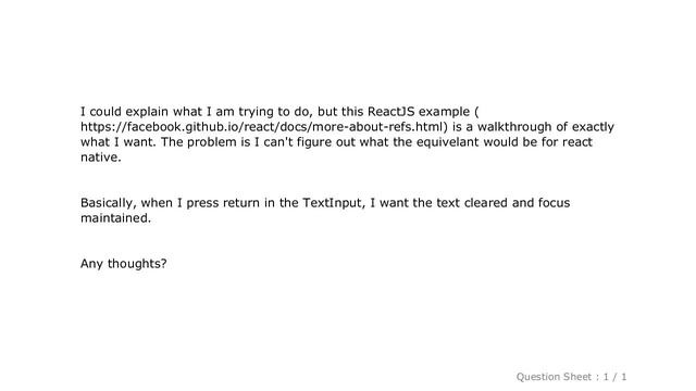 iOS : How do I get a React Native TextInput to maintain focus after submit? смотреть онлайн