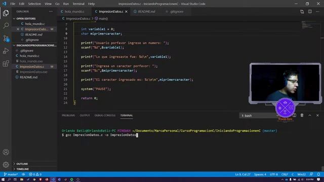 3.- "Lectura y Escritura en C con variables. Primeros Commits en Git" - OrlandoBatiz смотреть онлайн