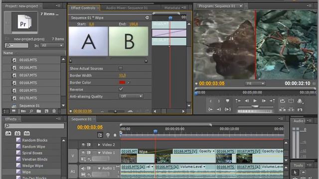 Как применять переходы к клипам в Adobe Premiere Pro CS5.5 смотреть онлайн