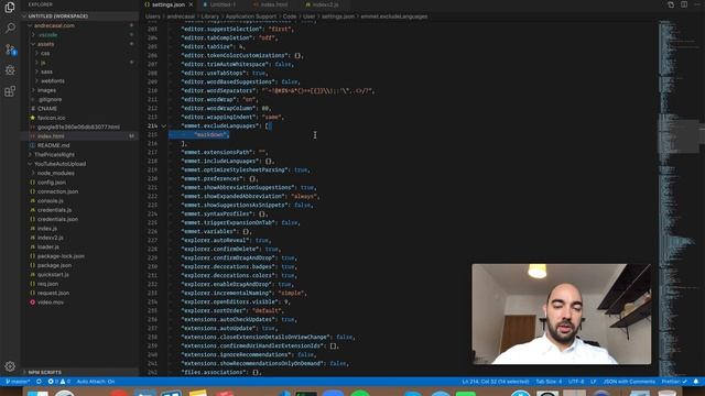 VS Code Setting: emmet.excludeLanguages смотреть онлайн