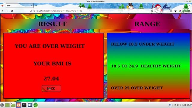 BMI CALCULATOR ON SPRING BOOT,JAVA,HTML,CSS. смотреть онлайн