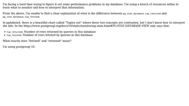 Databases: Difference between fetched and returned tuples in postgresql смотреть онлайн