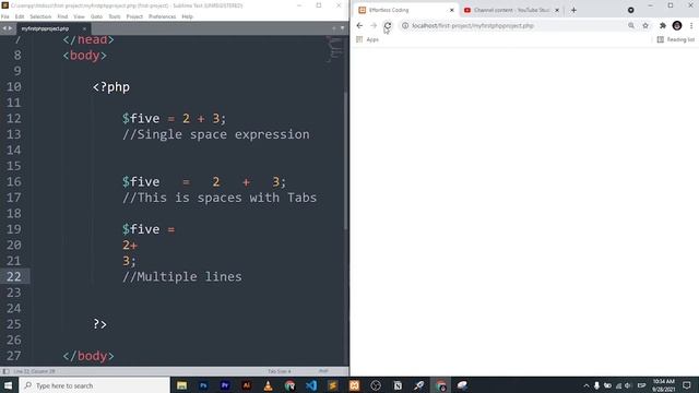 4: PHP Whitespace | Whitespace in PHP | PHP Full Course | Procedural PHP | Effortless Coding смотреть онлайн
