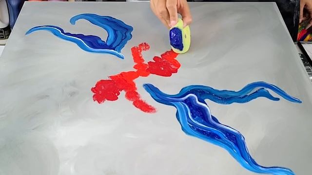 Abstract Acrylic Painting GRAY And BLUES! (Easy Acrylic Painting Techniques)