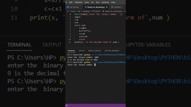 Binary to Decimal Conversion Python Program смотреть онлайн