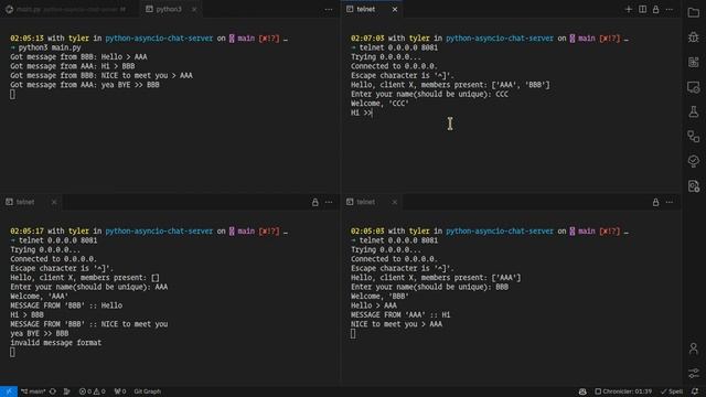 Simple Python Asyncio Chat Server смотреть онлайн
