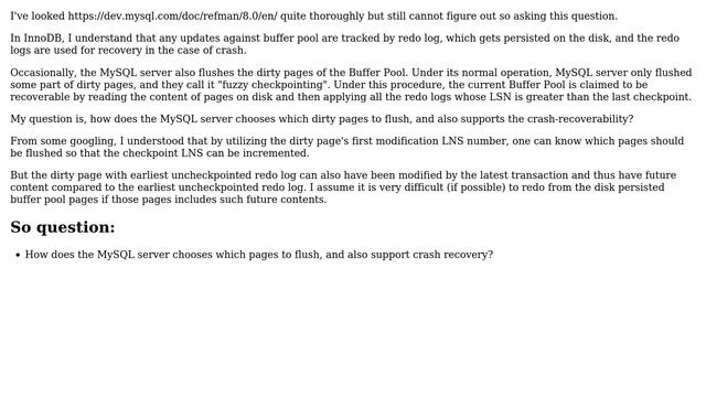 Databases: In InnoDB, how does fuzzy checkpointing's recovery consistency work? смотреть онлайн