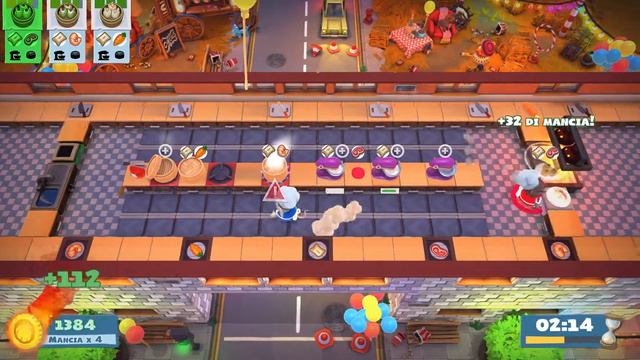 Overcooked 2. Carnival Of Chaos Kevin 2 | 2 Players Online Coop 4 Stars | Score: 3064