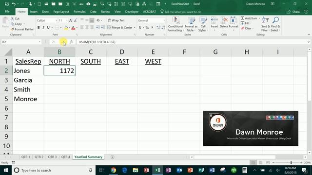 Microsoft Excel Create a 3D Reference Across Worksheets смотреть онлайн