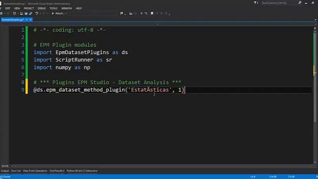 Exemplo: Plugin Python no Dataset Analysis do EPM Studio - 01/03 смотреть онлайн
