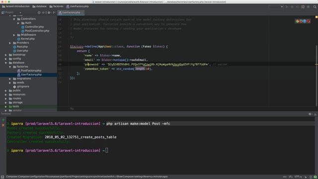 04 Laravel 5.6: Crear un modelo, una factoría, un controlador y una migración para Posts смотреть онлайн