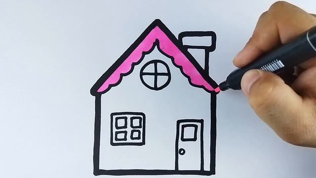 Рисуем картину дома для детей | Drawing a house picture for kids ??????????? смотреть онлайн