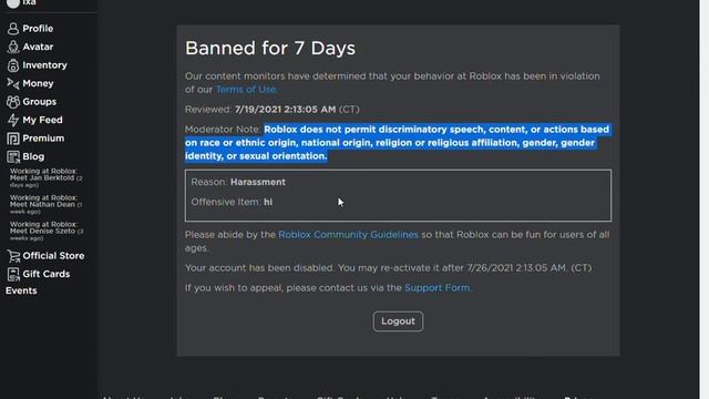 how to get banned on roblox for saying "hi" смотреть онлайн