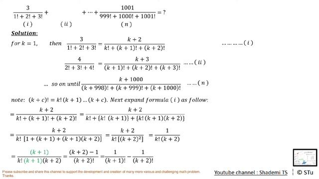 Summation of a certain factorial number series - practicing algebra смотреть онлайн