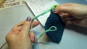 #737 Следки спицами из квадратов_ домашние тапочки.